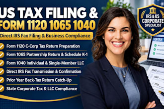 prepare and fax form 1120 1065 1040 us tax filing CPA llc registration