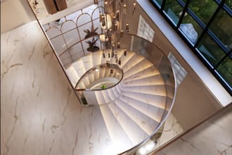 create professional architectural staircase design 2d layout and 3d rendering