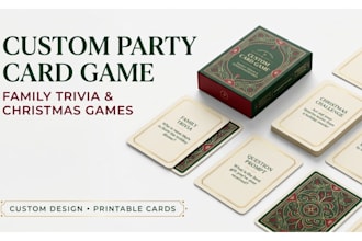custom party card game, christmas card game, family trivia and printable cards