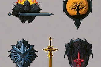 design beasts, monsters, fantasy logo or illustrations