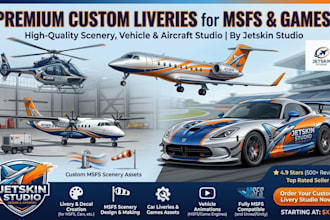 make scenery, aircraft, car for games and other msfs with animation