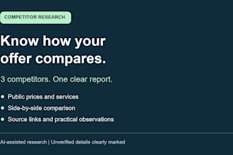 compare three competitors prices and services with sources
