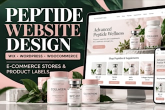 design peptide website wix woocommerce peptide website and peptide label design