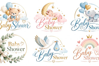 design a professional baby celebration, gender reveal, newborn baby shower logo