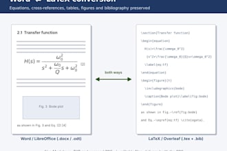 convert word to latex or latex to word with equations