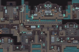 create 2d top down pixel art tileset, rpg maker tilemap sprite sheet game assets