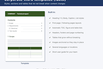create a custom word template with styles and automatic toc