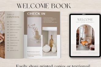 design an airbnb welcome book, guest guide, vacation and house manual in canva