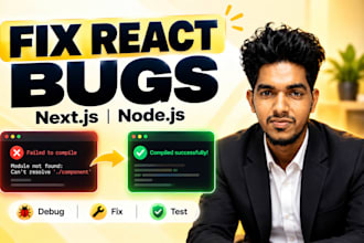 fix react js, next js and node js bugs and errors