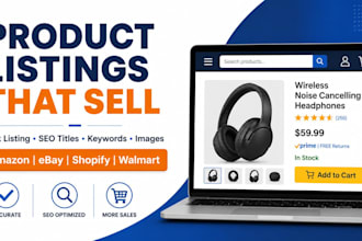 create SEO friendly listings on amazon,ebay,shopify,walmart,temu,otto,mirakl