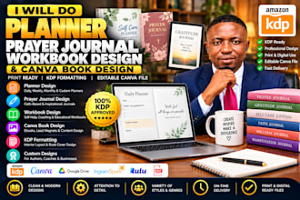design planners, prayer journals, workbooks, and canva books
