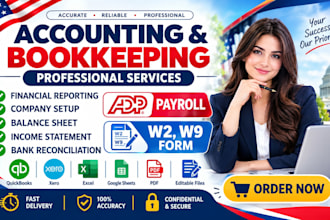 make w2, w9, 1040, 1099nec to file taxes and payroll and bookkeeping