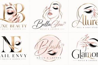 design a professional nail salon, lash artist, beauty nails and eyelash logo