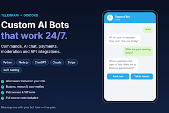 create a custom telegram or discord bot with ai features