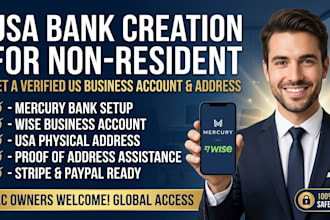 do usa bank creation, physical address open mercury wise bank for non resident