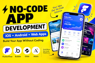 develop no code apps using glide flutterflow mvp adalo workflows client portal