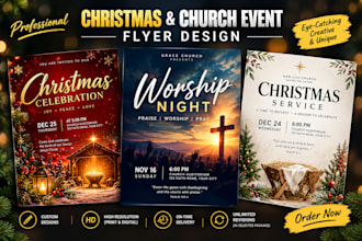 design an eye catching christmas flyer, holiday poster and party invitation