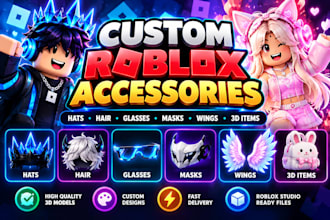 create custom roblox accessories, 3d hats, hair, and avatar items
