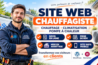 créer un site web chauffagiste, chauffage, climatisation et pompe a chaleur