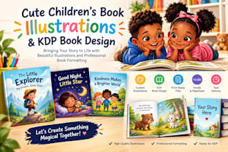 create cute childrens book illustrations and kdp book design