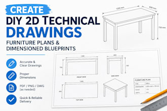 create DIY 2d technical drawings, furniture plans, and dimensioned blueprints