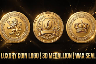 design vintage 3d coin, medallion and wax seal emblem