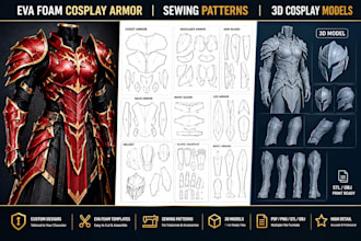 design eva foam cosplay armor, sewing patterns, and 3d cosplay models
