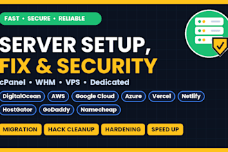 setup, fix and configure cpanel, azure, vps, digitalocean
