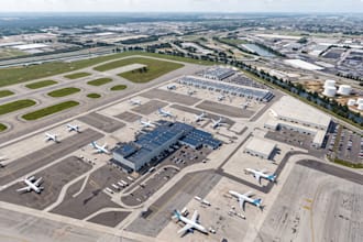 design 2d 3d airport, terminal building, car park, control tower, transition hub