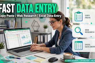 do fast data entry, copy paste, web research and excel data entry