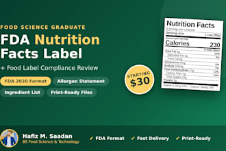 create fda nutrition facts label and food label compliance review