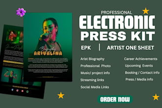 design music epk electronic press kit artist one sheet and dj press kit