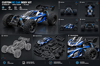 design custom rc car body kits, 3d car models, vehicle designs and stl files