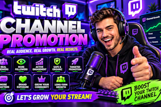 do kick promotion, twitch promotion for real audience to get affiliate, partner