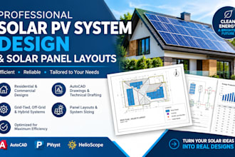 design solar pv systems, solar panel layouts and autocad drawings