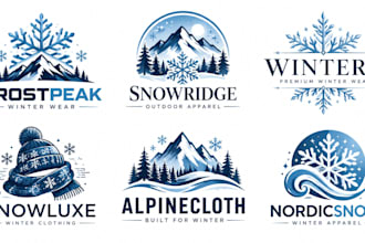 design a professional snowflake winter season, snow, winter clothing winter logo