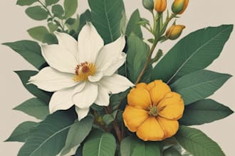draw botanical illustration flower, plant