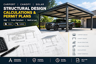 design carport canopy solar structural design texas florida permit plans