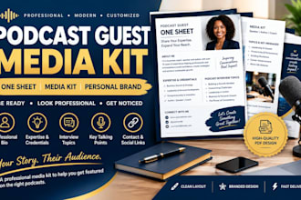 design a professional podcast guest one sheet and media kit