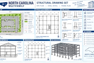 north carolina multifamily structural drawing site plan steel detail frame plan