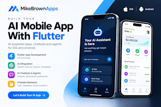 develop ai mobile apps, flutter apps, ai chatbots and ai agents
