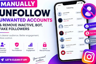 manually unfollow instagram followings and remove inactive, bot, fake follower