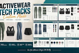 design activewear tech pack, leggings, sports bras, yoga pants and gym shorts