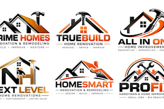 design a professional home renovation, remodeling handyman home improvement logo