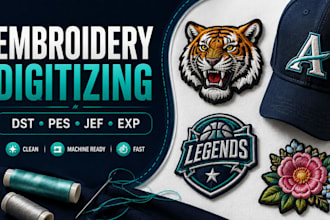 digitize logo for cap shirt and patch embroidery