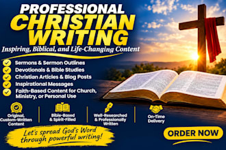write christian sermons, devotionals, and bible based articles