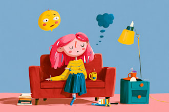 draw a cute and funny cartoon illustration
