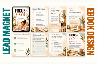 design lead magnets, ebooks, workbooks for print and digital use