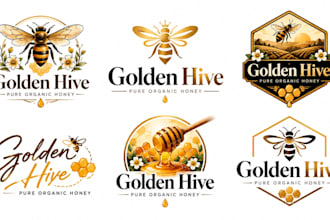 design a professional honey, beekeeping, bee, organic honey honeycomb logo