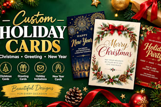 create custom christmas greeting card holiday invitation new year card design